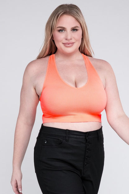 Plus Sized Ribbed Cropped Tank Top