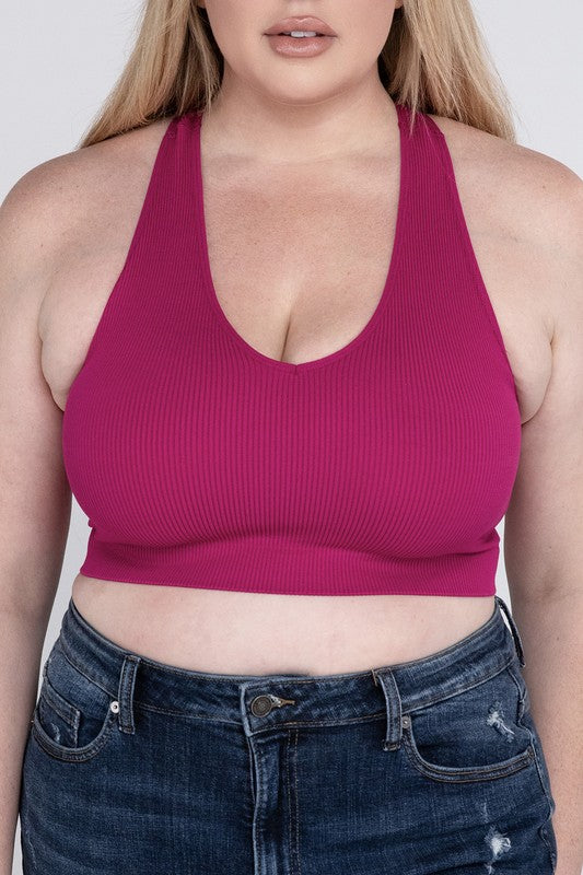 Plus Sized Ribbed Cropped Tank Top