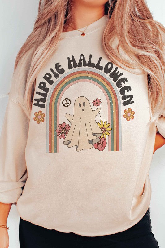 HIPPIE HALLOWEEN GROOVY GHOST Graphic Crewneck