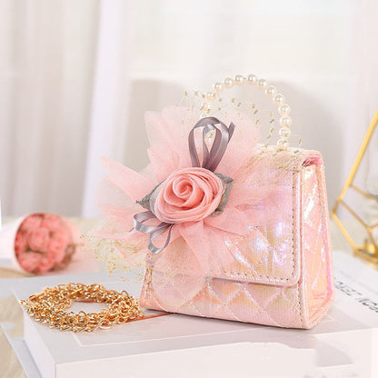 Flower Knitted Coin Purse Small Version Pearl Portable Diagonal Dual-use