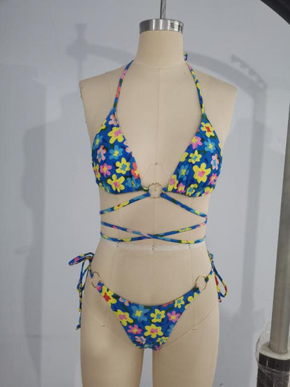 floral print swimsuit Triangle micro bikini set String high cut swimwear women Swimming suit Sexy bathing suit