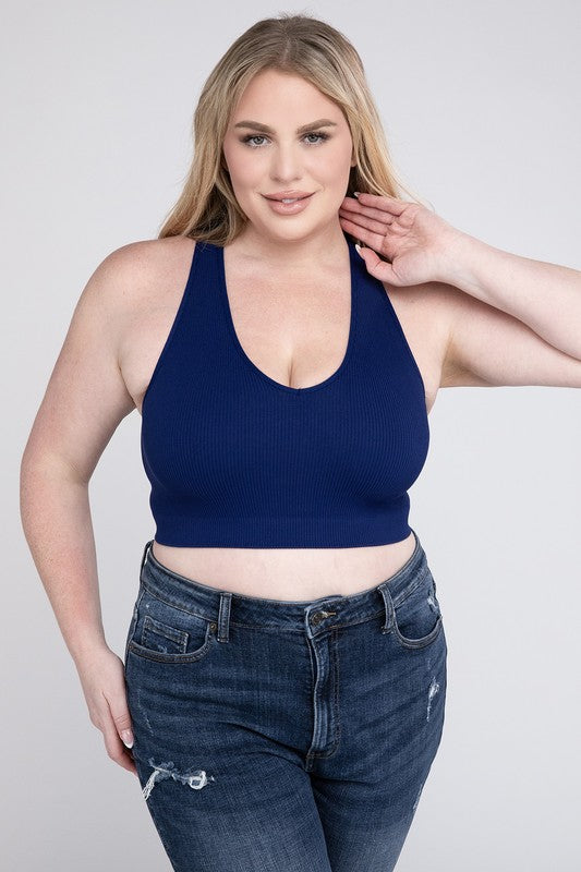 Plus Sized Ribbed Cropped Tank Top