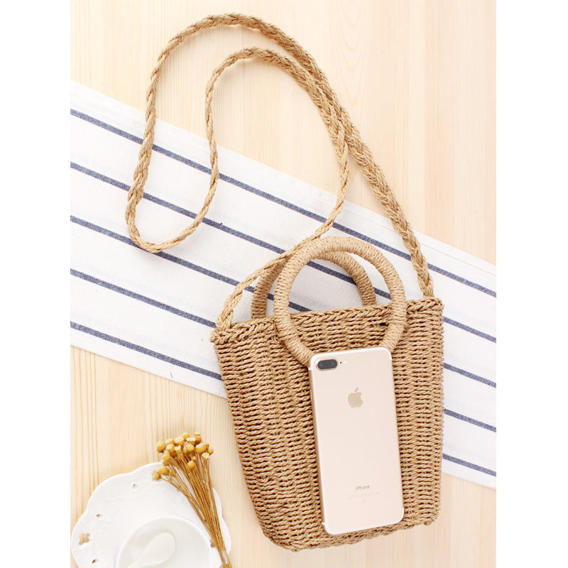 Fresh Hand Carrying Crossbody Dual-Use Woven Bag Vacation Beach Straw Bag Women Paper Bag