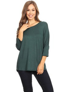 Loose fit dolman sleeve jersey knit top