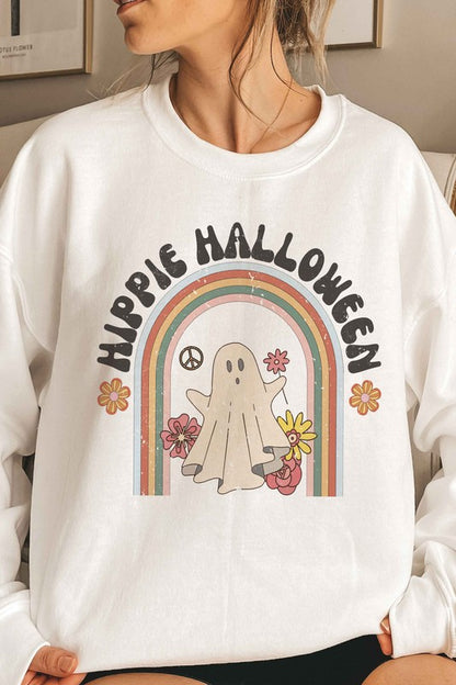 HIPPIE HALLOWEEN GROOVY GHOST Graphic Crewneck