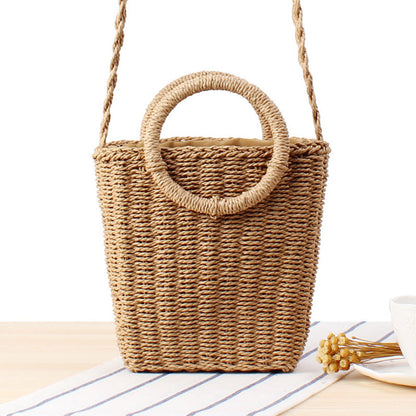 Fresh Hand Carrying Crossbody Dual-Use Woven Bag Vacation Beach Straw Bag Women Paper Bag