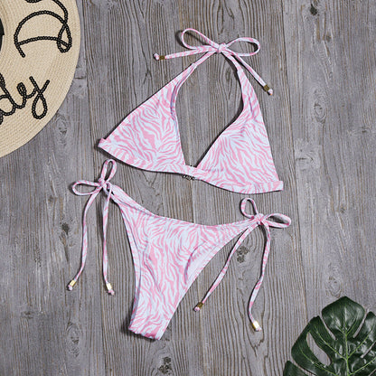 Swimwear Sexy Print Low Waist Split Swimsuit Bikini