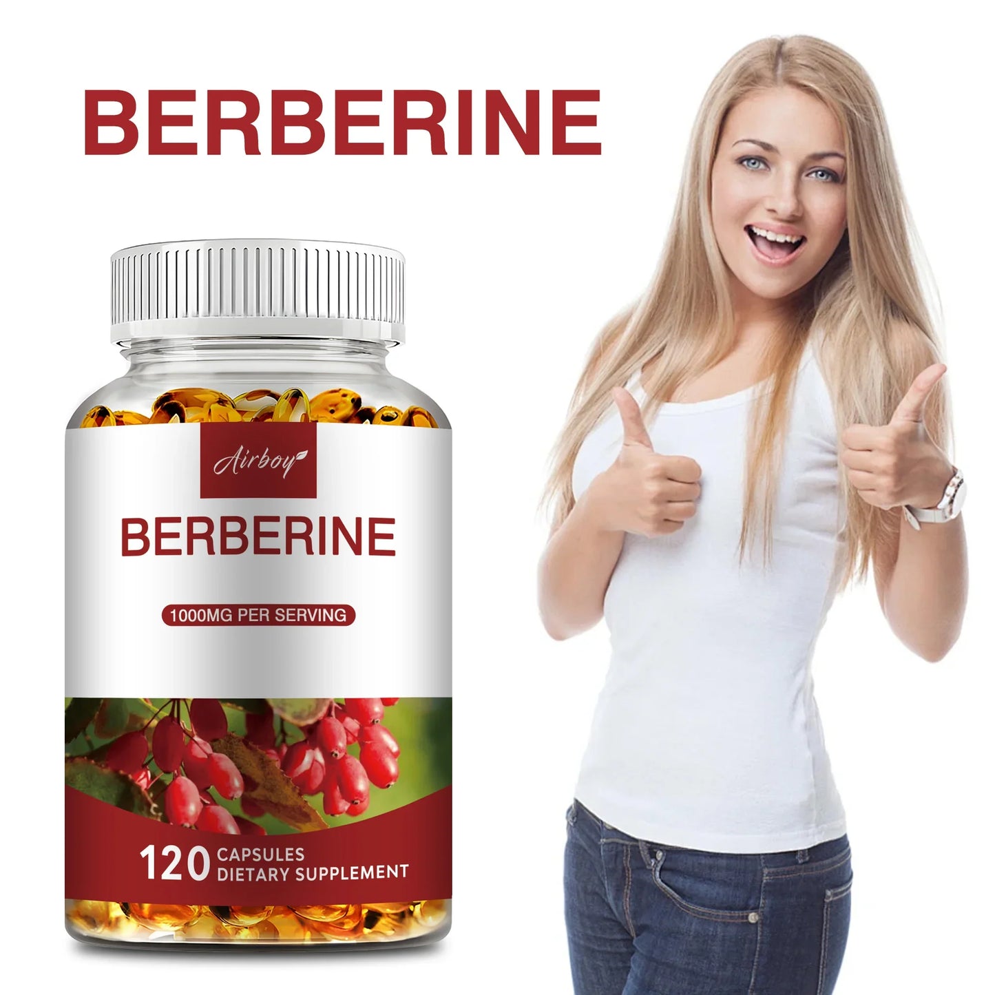 Berberine - Blood Sugar Balance, Supports Cardiovascular and Digestive Health, Antioxidant - 120 Capsules