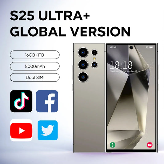 New S25 Ultra+ Smartphone 5G Signal 16GB+1TB Android 13 8000mAh phone Face Recognition Fingerprint unlocking Fast shipping