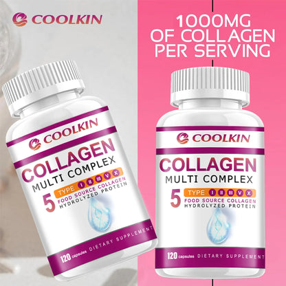Multi Collagen - Types I-II-III-V-X - Anti-Aging, Healthy Joints, Hair, Skin, Bones, Nails - 120 Capsules