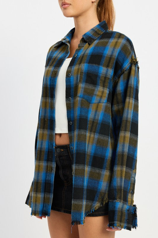 Classic plaid pattern blended with unique fading details.