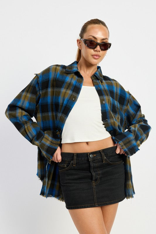 Warm flannel fabric ideal for layering in cooler weather.