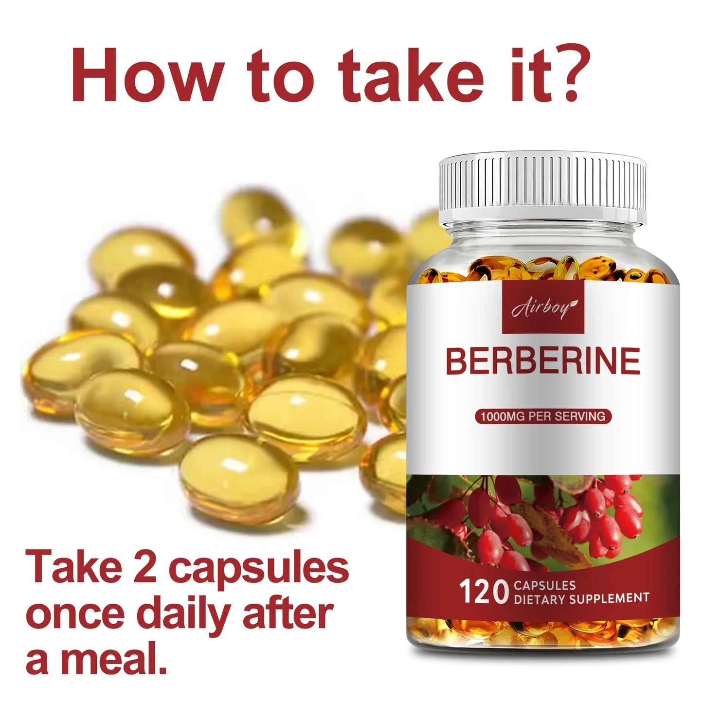 Berberine - Blood Sugar Balance, Supports Cardiovascular and Digestive Health, Antioxidant - 120 Capsules