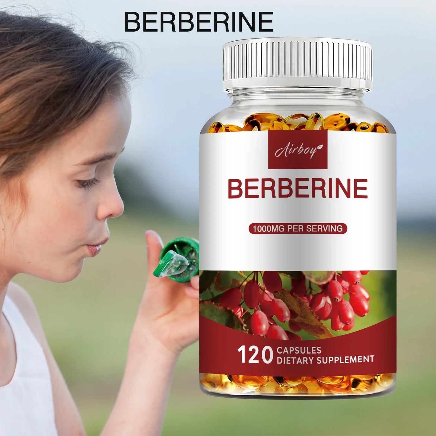 Berberine - Blood Sugar Balance, Supports Cardiovascular and Digestive Health, Antioxidant - 120 Capsules