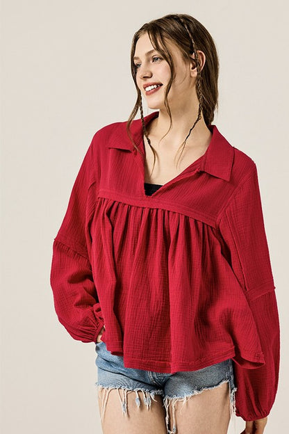 Oversized flowy silhouette gives comfort and boho charm. 