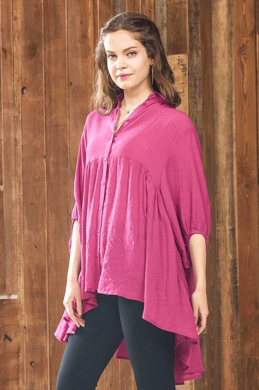 Relaxed fit ideal for layering or wearing solo in warmer weather. 