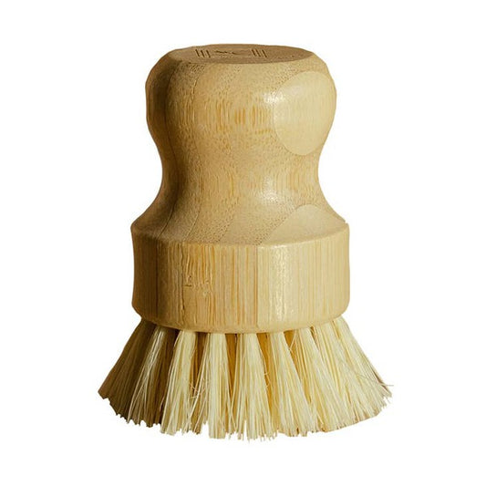 The bamboo-sisal fiber dish brush is a sturdy, eco-friendly scourer with firm sisal bristles mounted on a bamboo handle, ideal for cleaning dishes and scrubbing stubborn residue.