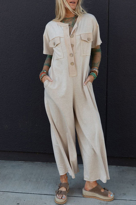 Beige Wide Leg Jumpsuit