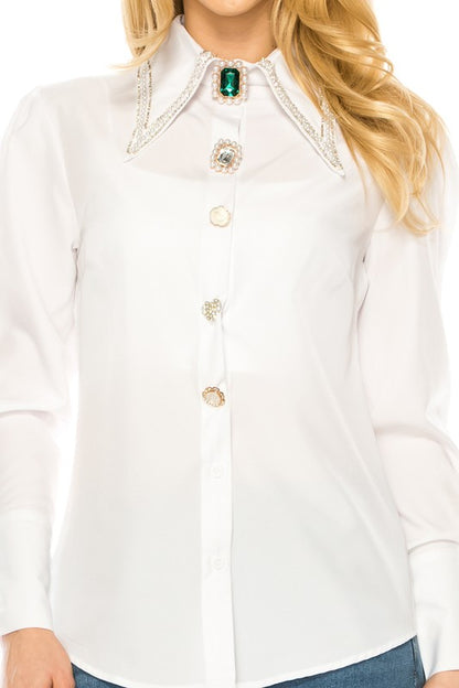 Classic button-down front for a refined look.