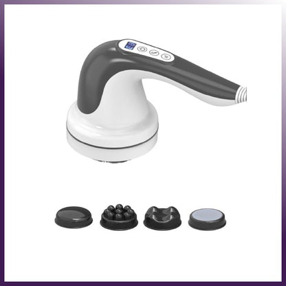 Handheld cellulite body sculpting massager with multiple interchangeable heads for targeted massage.

