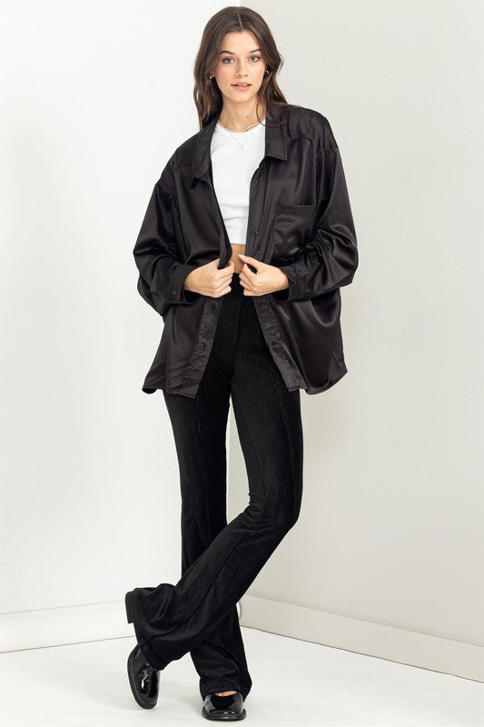 Long sleeves with cuffs give versatility—you can roll them up or button them down. 