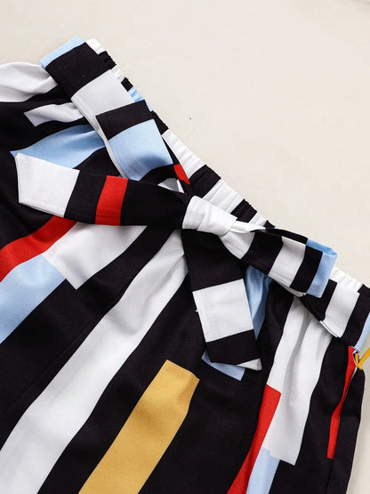Children’s matching set: spaghetti strap ruffle top paired with soft pants, made for comfort and style

