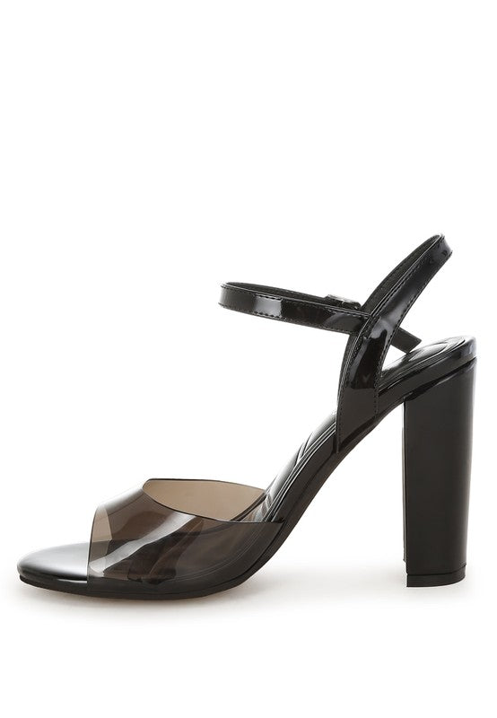 Clear Strap Block Heel