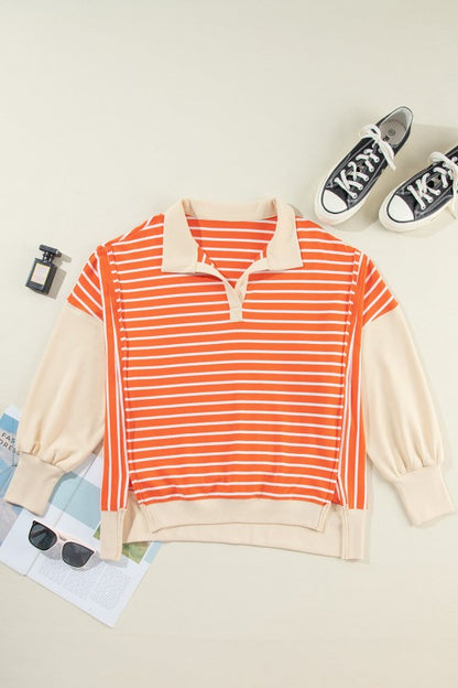 Colorblock Collared Sweatshirt