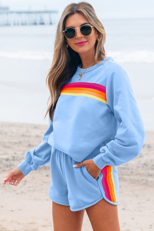 Colorblock Pullover & Shorts Set