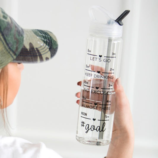 Stay on top of your hydration goals with the Daily Tracker Straw Water Bottle—crafted in the USA for quality you can trust. With time-marked reminders and a built-in straw, this bottle keeps you sipping steadily from morning to night. Whether you're at the gym, office, or on the go, it’s your daily companion for wellness and performance.