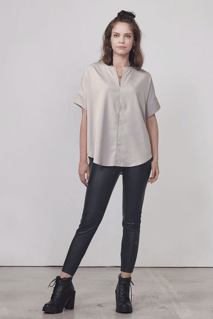 Tunic length great for pairing with leggings or jeans. 