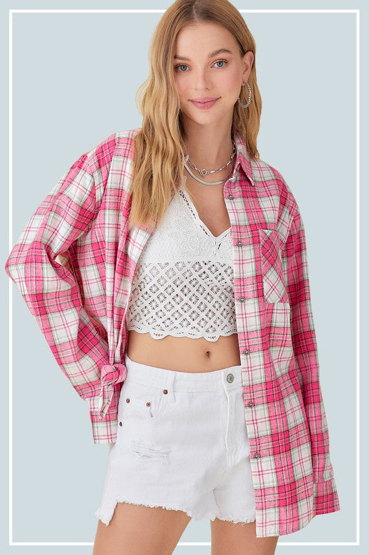 Soft, lightweight flannel fabric ideal for layering or cozy wear. 