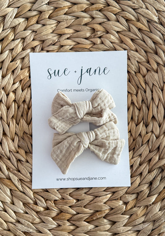 Natural Organic Cotton Bows