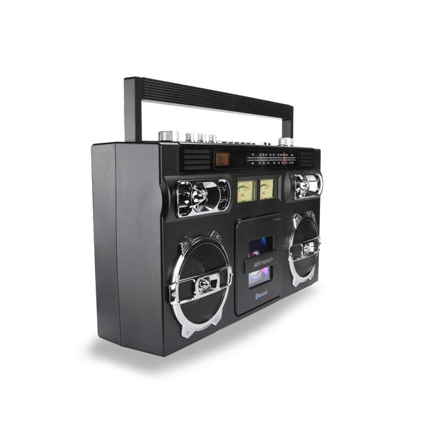 Bring back the golden age of music with the Emerson Retro Portable CD Boombox—where timeless design meets today’s tech. Whether you're spinning classic CDs or tuning into your favorite radio station, this boombox delivers rich stereo sound in a stylish, compact package.