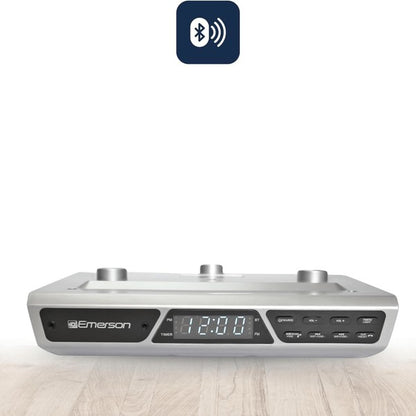The Emerson Under-Cabinet FM Radio with Bluetooth is your countertop-clearing audio companion. Designed to mount neatly under cabinets, it delivers rich stereo sound, hands-free calling, and wireless streaming—all while saving space and elevating your kitchen vibe.