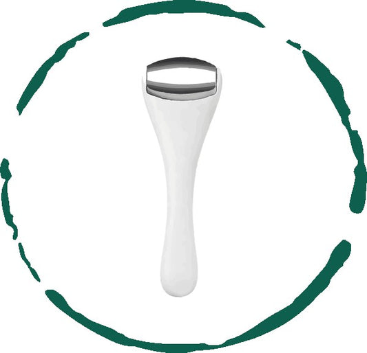 Eye & face ice roller massager with ergonomic handle and cooling gel head for facial and eye treatments

