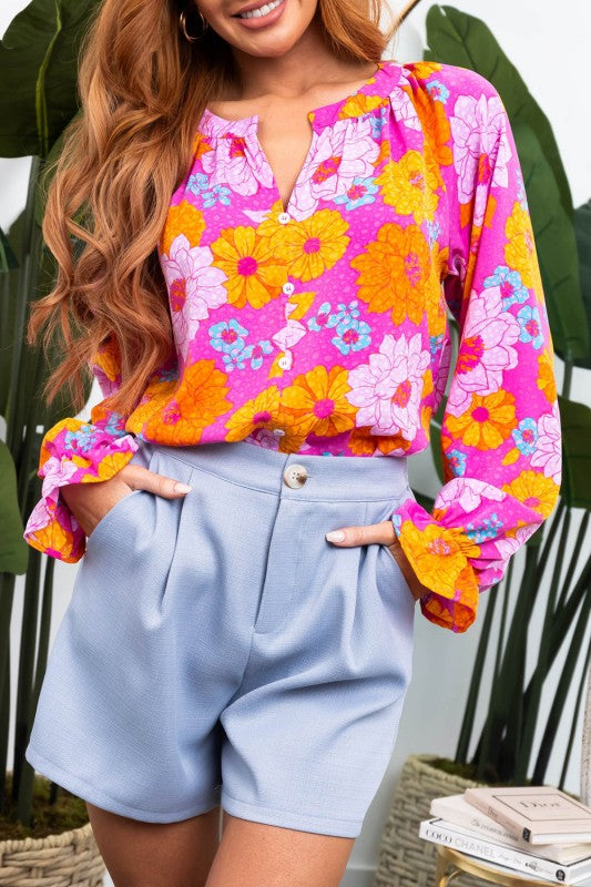 Elegant floral print adds a feminine touch and soft appeal. 