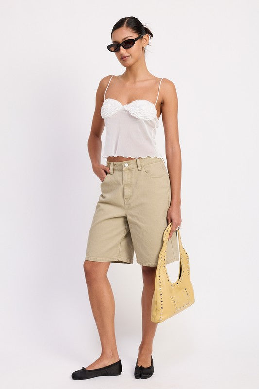 Lined floral cup piece adds modesty where needed while keeping flair. 