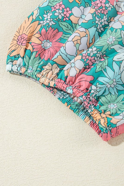 Easy-care material — machine wash gentle to preserve ruffles and print.