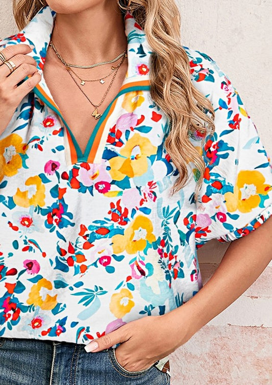 Delicate floral print creates a soft, feminine look.
