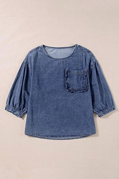 Denim-inspired design adds a trendy, casual vibe.