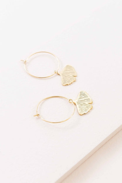 Ginkgo Leaf Hoop Earrings (14K)