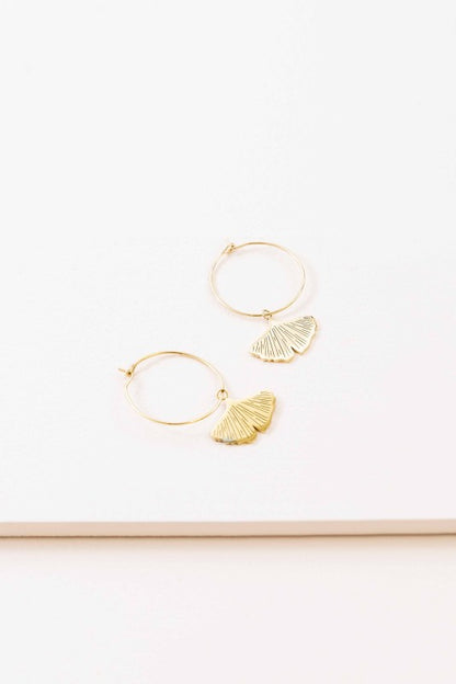 Ginkgo Leaf Hoop Earrings (14K)