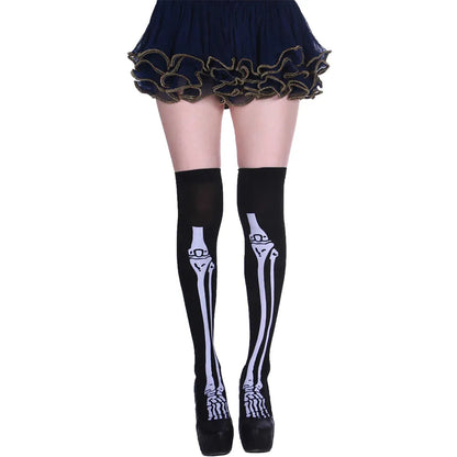Adult Child Women Girls Halloween Costumes Cosplay Accessories Stockings Socks Black White Stripe Clown Nun Bat Print Umorden