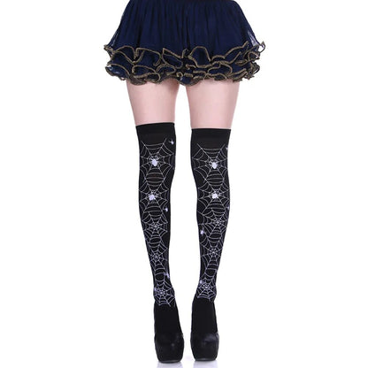 Adult Child Women Girls Halloween Costumes Cosplay Accessories Stockings Socks Black White Stripe Clown Nun Bat Print Umorden