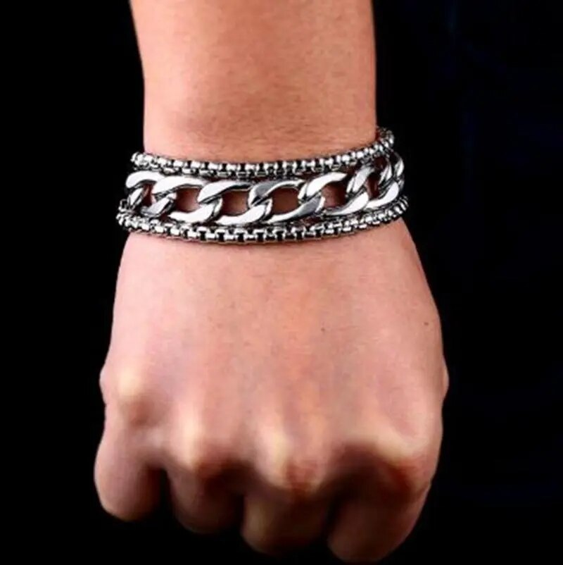 Vintage Gothic Full Skull Bracelet Men\\\'s Motorcycle Riding Rock Bike Hip Hop Punk Jewelry Halloween Gift