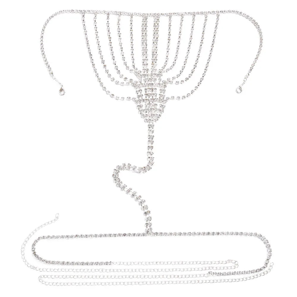 Sexy Chain Body Jewellery Simple Waist Round Cute Valentines Day Rhinestone Underwear Belly Chain Crystal Thong For Women