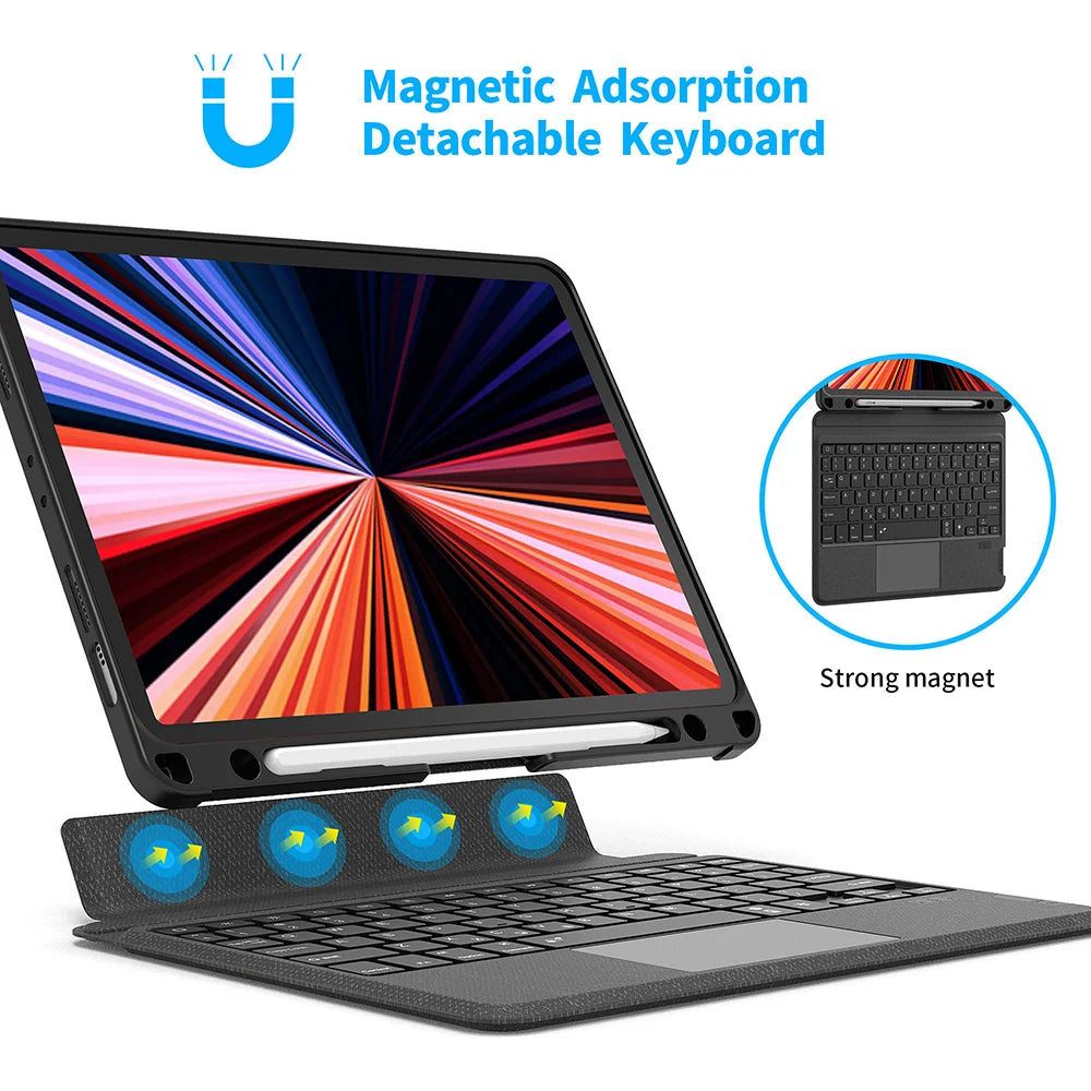 New! Wireless Keyboard for iPad Pro 12.9 11 10.9 10.5 10.2 Magnetic Detachable Keyboard for iPad Pro 11 2021 Tablet Keyboard