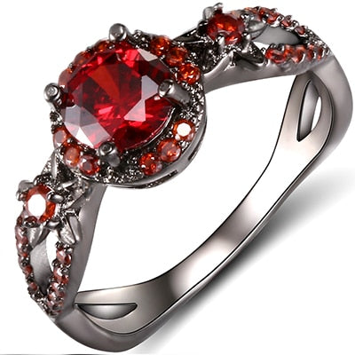 Black Gun Plated Natural Crystal Birthstone Women Rings Geometric Opal Druzy Rings For Party Wedding Gift 11 Colors