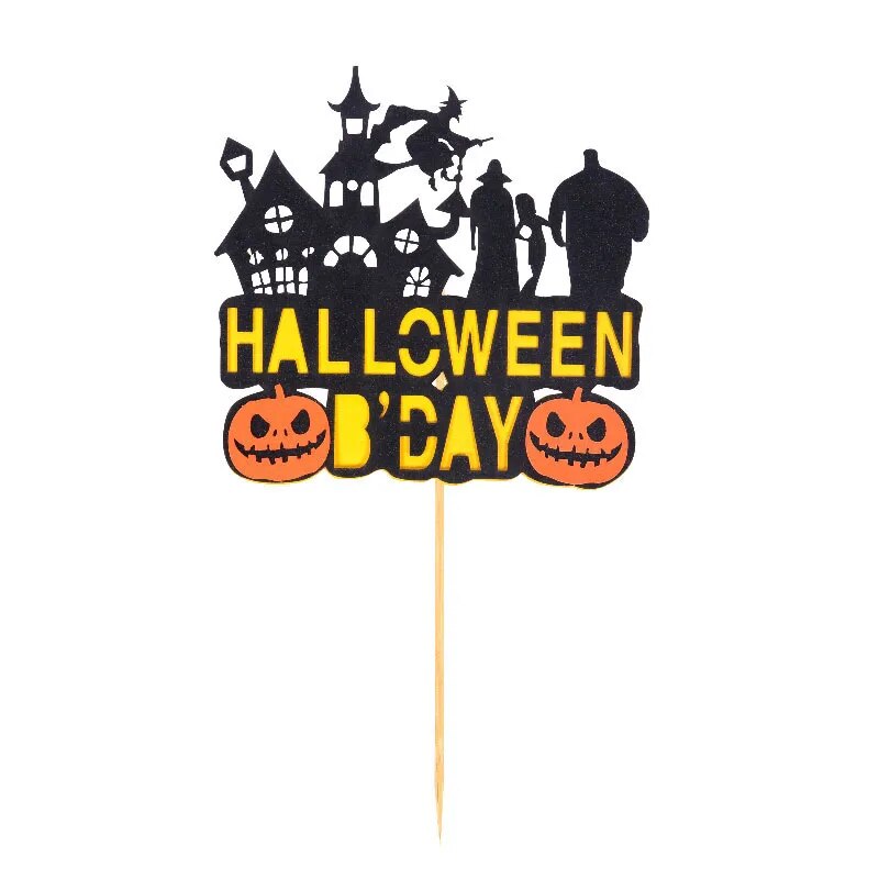 Happy Halloween Cake Toppers Halloween Cupcake Toppers Cartoon Pumpkin Witch Ghost Cake Decorative Flags for Kids Halloween Deco